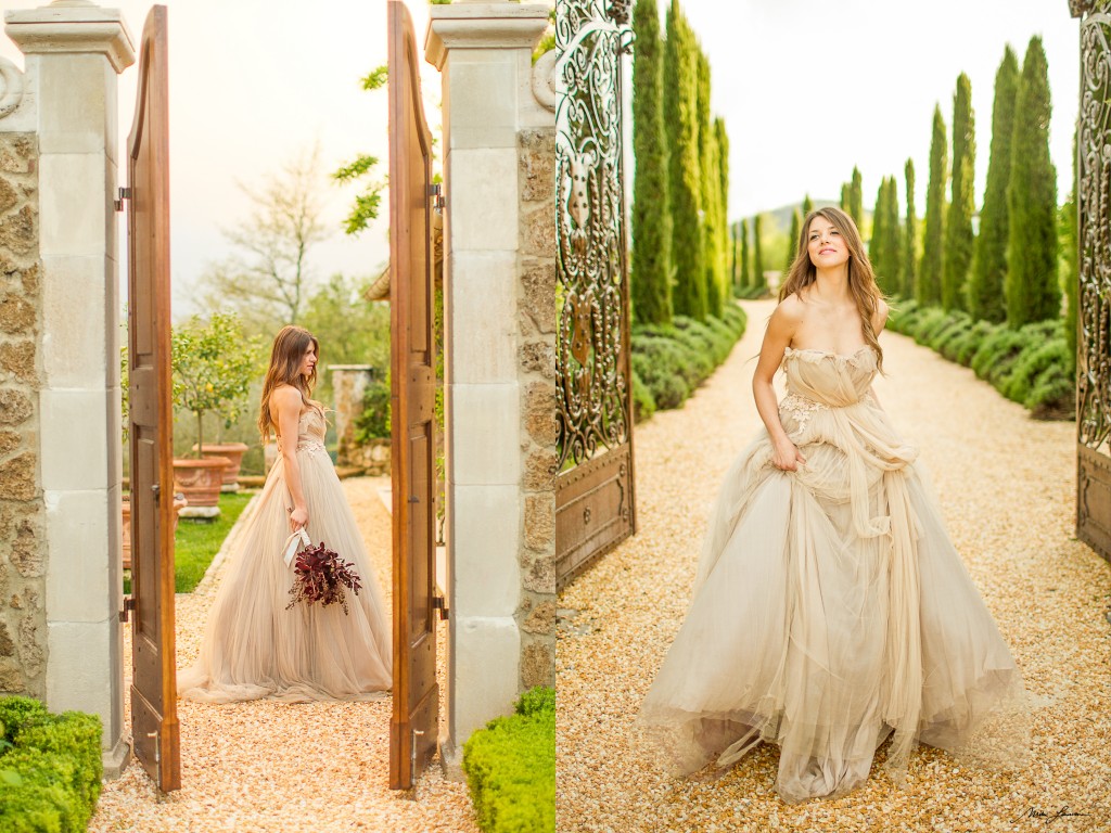 stunning Samuelle Couture gowns in Tuscany Italy.