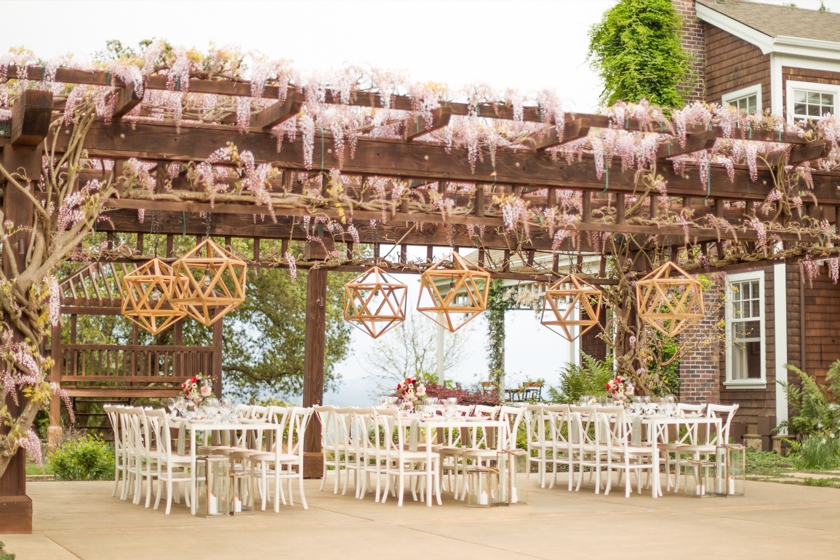 Sonoma wedding dinner reception pergola at a private estate
